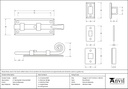 External Beeswax 4&quot; Monkeytail Universal Bolt - 46240 - Technical Drawing