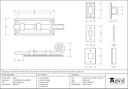 External Beeswax 4" Monkeytail Universal Bolt - 46240 - Technical Drawing