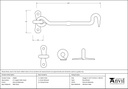 External Beeswax 6&quot; Forged Cabin Hook - 45604 - Technical Drawing
