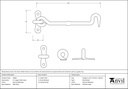 External Beeswax 6" Forged Cabin Hook - 45604 - Technical Drawing