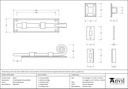 External Beeswax 6&quot; Monkeytail Universal Bolt - 46241 - Technical Drawing