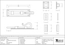 External Beeswax 6&quot; Shepherd's Crook Universal Bolt - 49549 - Technical Drawing