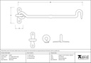 External Beeswax 8&quot; Forged Cabin Hook - 45605 - Technical Drawing