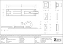 External Beeswax 8&quot; Shepherd's Crook Universal Bolt - 46544 - Technical Drawing