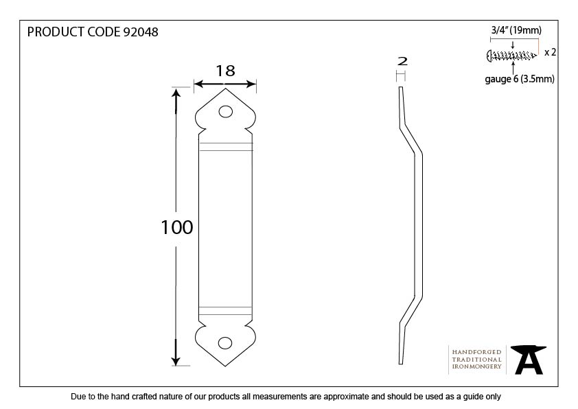 External Beeswax Gothic Screw on Staple - 92048 - Technical Drawing