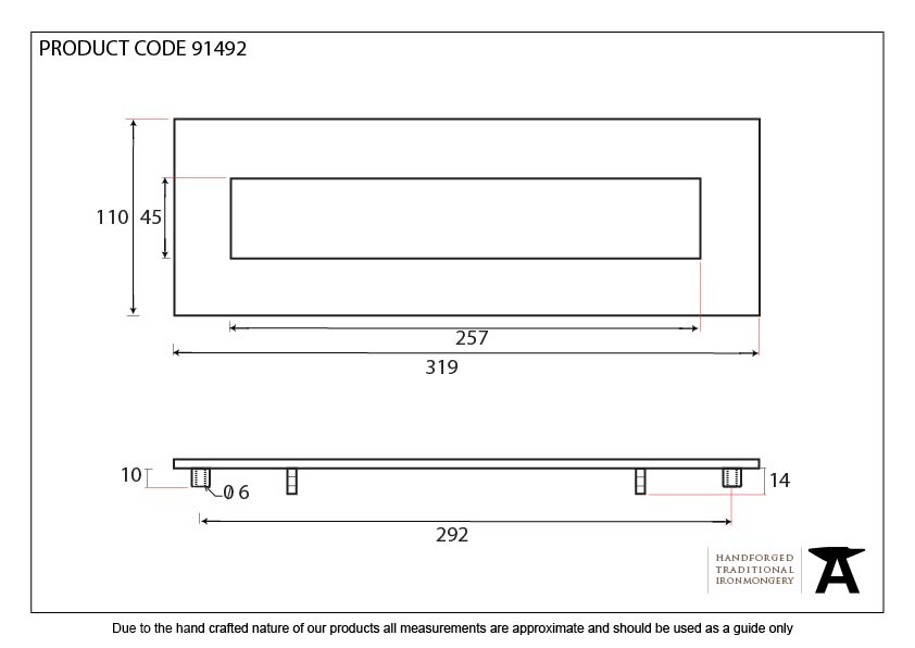 External Beeswax Large Letter Plate - 91492 - Technical Drawing