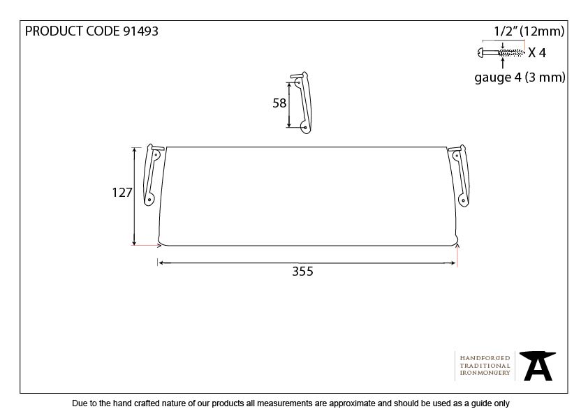 External Beeswax Large Letter Plate Cover - 91493 - Technical Drawing