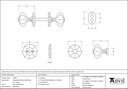 External Beeswax Large Octagonal Mortice/Rim Knob Set - 91499 - Technical Drawing