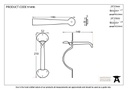 External Beeswax Medium Bean Thumblatch - 91496 - Technical Drawing