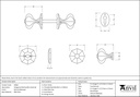 External Beeswax Octagonal Mortice/Rim Knob Set - 92064 - Technical Drawing