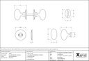 External Beeswax Oval Mortice/Rim Knob Set - 92065 - Technical Drawing