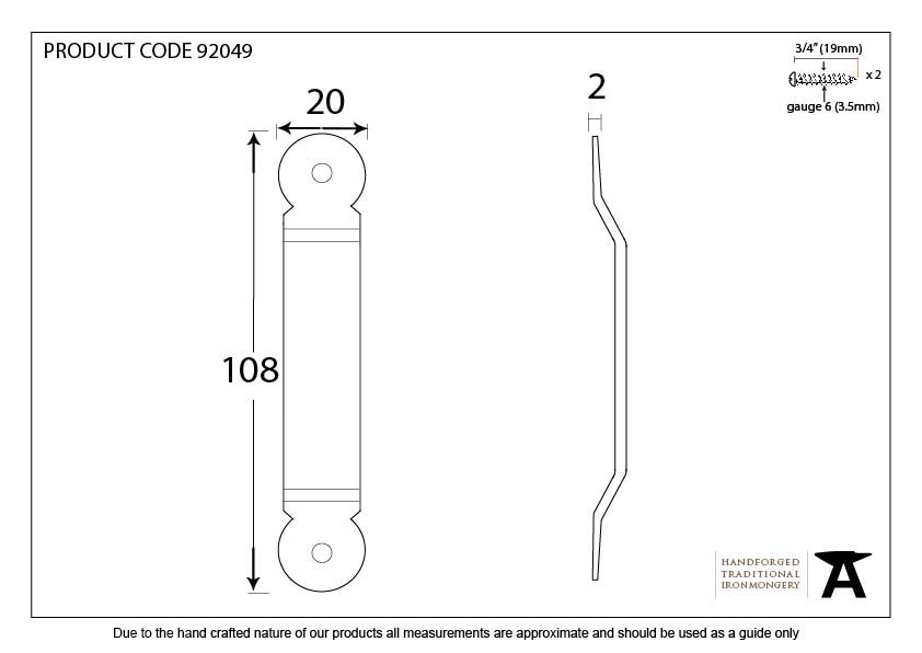 External Beeswax Penny End Screw on Staple - 92049 - Technical Drawing