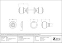 External Beeswax Regency Mortice/Rim Knob Set - 92067 - Technical Drawing