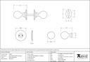 External Beeswax Round Mortice/Rim Knob Set - 92066 - Technical Drawing