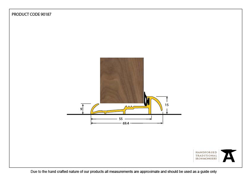 Gold 1219mm OUM/4 Threshold - 90187 - Technical Drawing