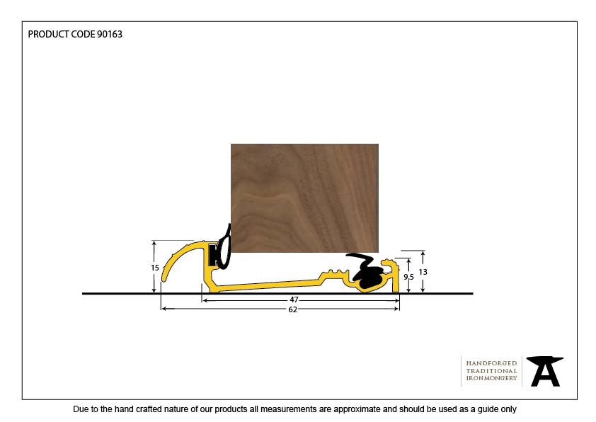 Gold 1829mm Macclex 15/2 Threshold - 90163 - Technical Drawing