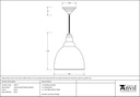 Hammered Brass Brindley Pendant - 49517 - Technical Drawing