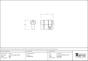 Lacquered Brass 30/10 5pin Single Cylinder - 46278 - Technical Drawing