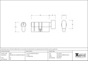 Lacquered Brass 30/30 5pin Euro Cylinder/Thumbturn KA - 46269 - Technical Drawing