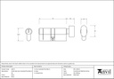 Lacquered Brass 35/35 5pin Euro Cylinder/Thumbturn KA - 46272 - Technical Drawing