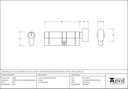 Lacquered Brass 35T/45 5pin Euro Cylinder/Thumbturn - 46260 - Technical Drawing