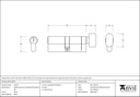 Lacquered Brass 40/40 5pin Euro Cylinder/Thumbturn KA - 46275 - Technical Drawing