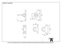 Lacquered Brass Fanlight Catch + Two Keeps - 90267 - Technical Drawing