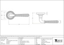 Matt Black Hammered Newbury Lever on Rose Set (Beehive) - 45653 - Technical Drawing