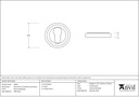 Matt Black Round Euro Escutcheon (Art Deco) - 49541 - Technical Drawing