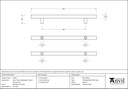 Matt Black SS (316) 0.6m T Bar Handle B2B Fix 32mm Ø - 50256 - Technical Drawing