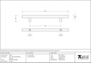 Matt Black SS (316) 0.6m T Bar Handle Bolt Fix 32mm Ø - 50255 - Technical Drawing