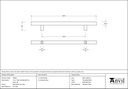 Matt Black SS (316) 1.5m T Bar Handle Bolt Fix 32mm Ø - 50264 - Technical Drawing
