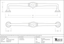 Natural Smooth 10&quot; Hammered D Handle - 83528 - Technical Drawing