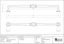 Natural Smooth 13 1/2&quot; Hammered D Handle - 83529 - Technical Drawing