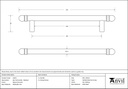 Natural Smooth 220mm Bar Pull Handle - 33351 - Technical Drawing