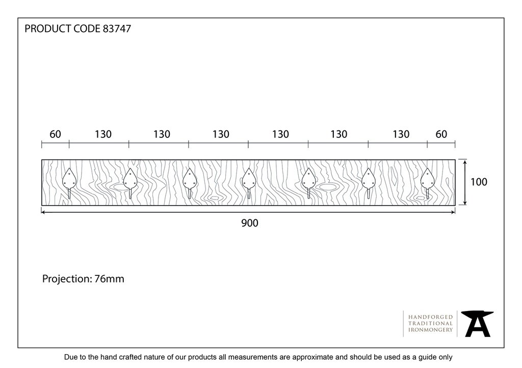 Olive Green Cottage Coat Rack - 83747 - Technical Drawing