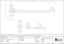 Pewter 10&quot; Forged Cabin Hook - 83795 - Technical Drawing