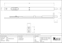 Pewter 12'' Flush/Slide Door Bolt - 33627 - Technical Drawing