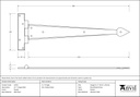 Pewter 15" Arrow Head T Hinge (pair) - 33791 - Technical Drawing