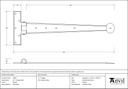 Pewter 15" Penny End T Hinge (pair) - 33653 - Technical Drawing