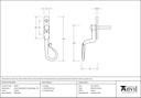 Pewter 16mm Shepherd's Crook Espag - RH - 46233 - Technical Drawing