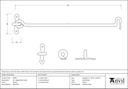 Pewter 18&quot; Forged Cabin Hook - 83799 - Technical Drawing