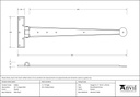 Pewter 18&quot; Penny End T Hinge (pair) - 33656 - Technical Drawing