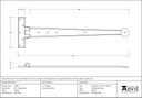 Pewter 18" Penny End T Hinge (pair) - 33656 - Technical Drawing