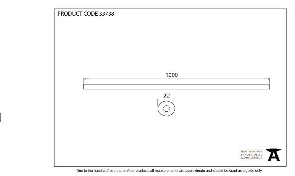 Pewter 1m Curtain Pole - 33738 - Technical Drawing