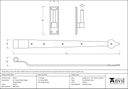 Pewter 24" Hook & Band Hinge - Cranked (pair) - 91474 - Technical Drawing