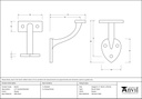 Pewter 2.5&quot; Handrail Bracket - 46142 - Technical Drawing