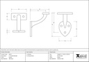 Pewter 2&quot; Handrail Bracket - 46141 - Technical Drawing