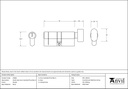 Pewter 35/35 5pin Euro Cylinder/Thumbturn - 45846 - Technical Drawing