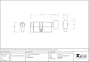 Pewter 35/35 5pin Euro Cylinder/Thumbturn KA - 45870 - Technical Drawing